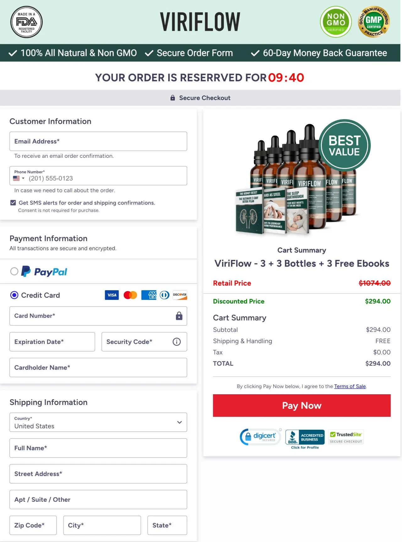ViriFlow order page viriflow-order-page